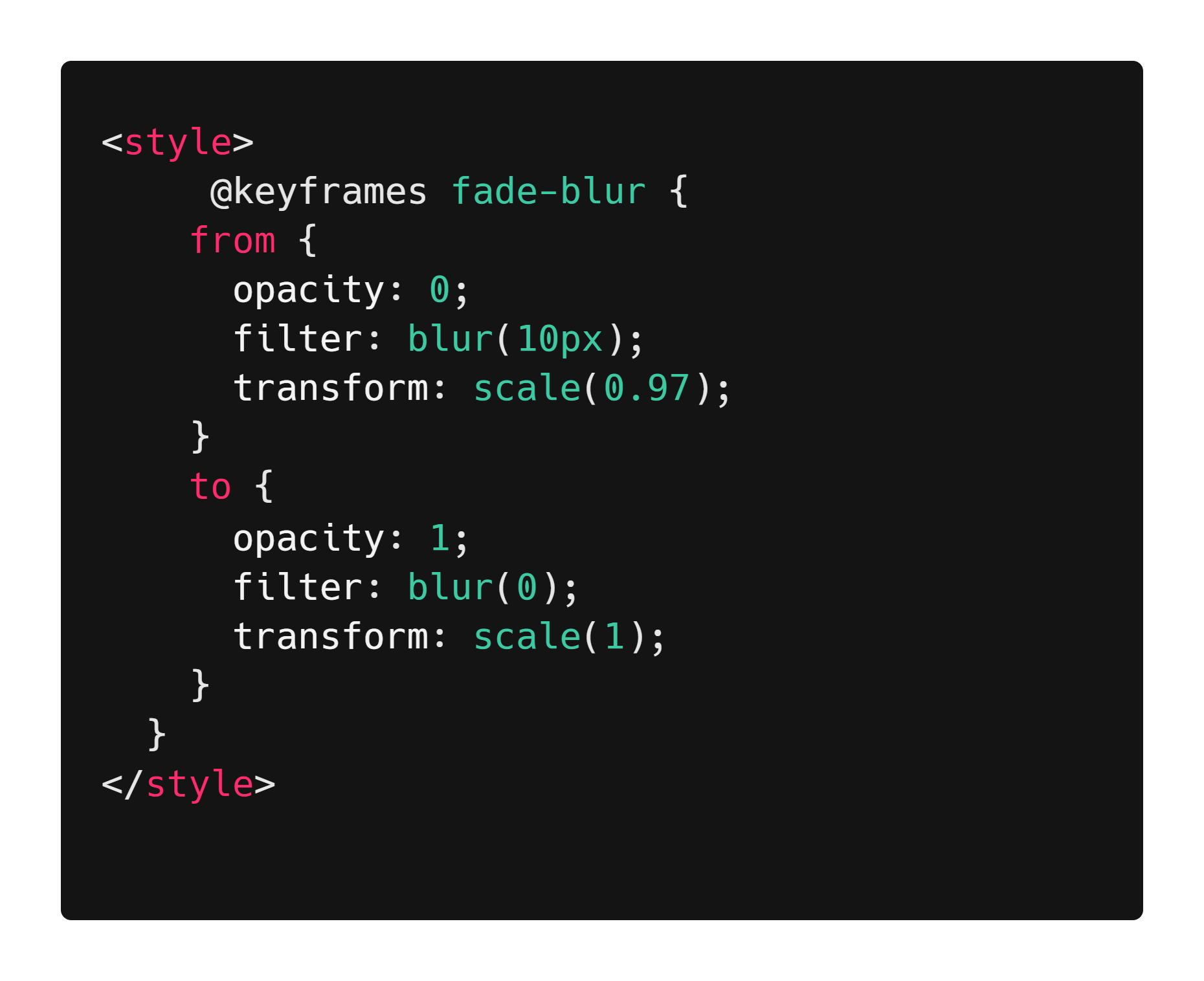 css @keyframes code snippet
